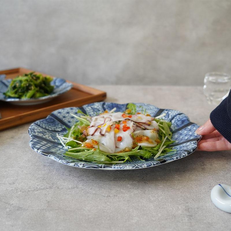 大皿 24cm 4枚セット 紺青華 和食器 割引セット 送料無料 皿 お