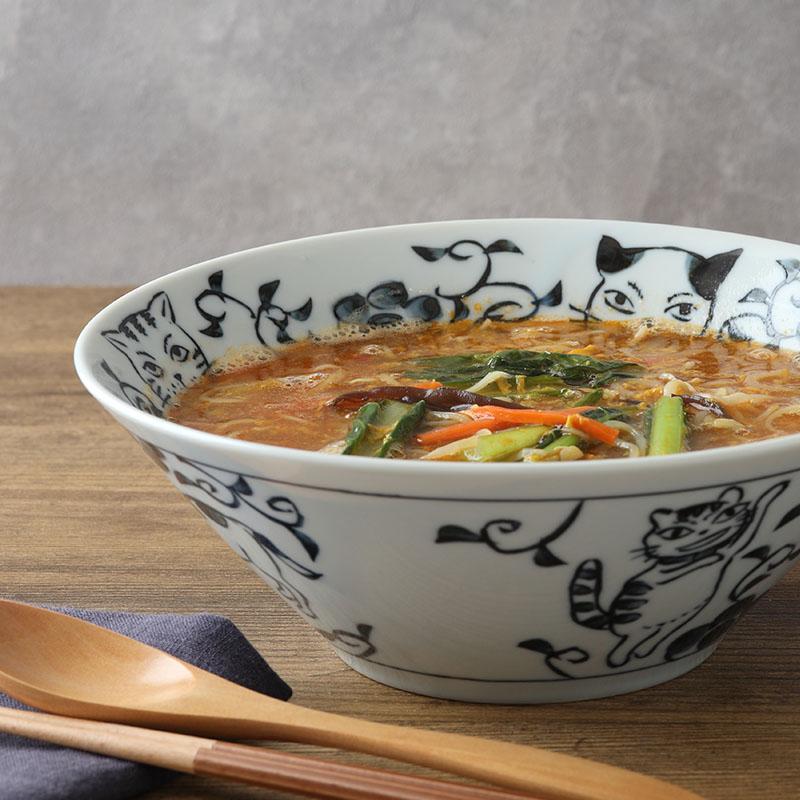 ラーメンどんぶり 4点セット 20.5cm 帰ってきた ねこまるけ ヒゲボタン