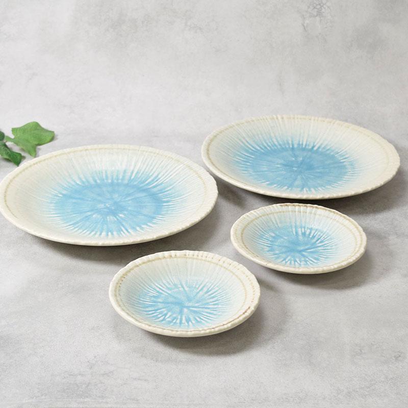 E⑦ 和皿　大皿　2枚セット 大皿 ＆ 取り皿 2人用 プレート 4枚セット 2サイズ×各2枚 雫 和食器