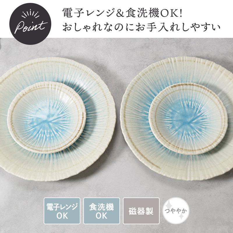 大皿 ＆ 取り皿 2人用 プレート 4枚セット 2サイズ×各2枚 雫 和食器