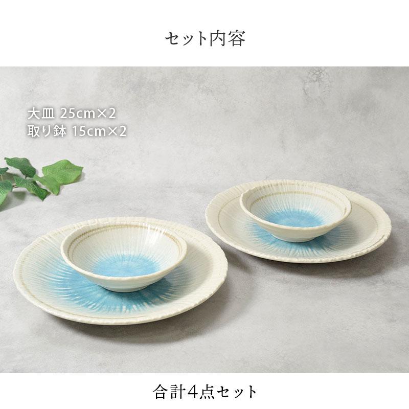 大皿 ＆取り鉢 2人用 4枚セット 2サイズ×各2枚 雫 和食器 割引セット