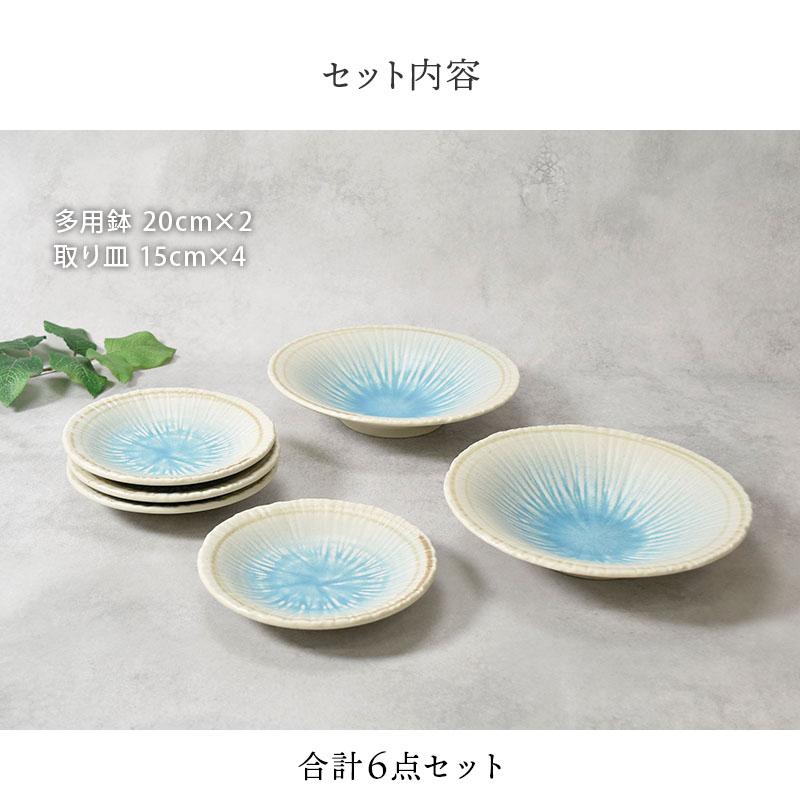 多用鉢 ＆取り皿 4人用 合計6点セット 雫 和食器 割引セット 送料無料