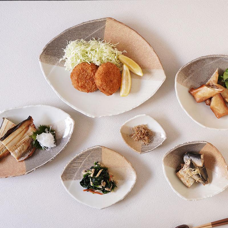 長皿 2人用 2点セット 変形菱型 山びこ 送料無料 食器セット セット
