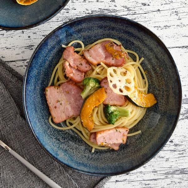 パスタ皿 お皿 食器 おしゃれ 窯変 カレー皿 ディープブルー 深皿