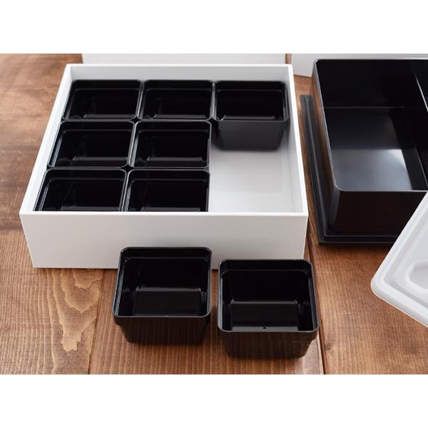 重箱 和モダンオードブル スクエア 3段重 18cm ホワイト 仕切り付き 和