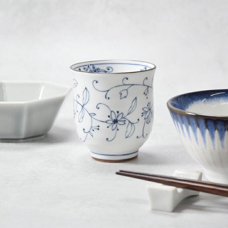 湯呑 200cc 線唐草 青 アウトレット 湯呑み 湯飲み ゆのみ 湯のみ 和 