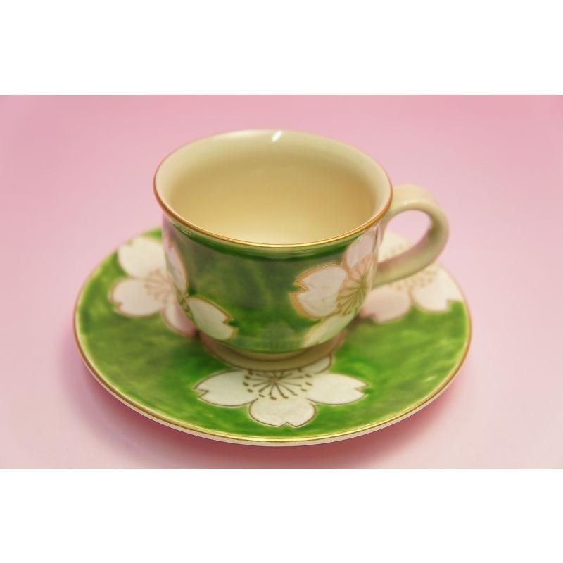 緑地白桜　コーヒー碗皿 | 