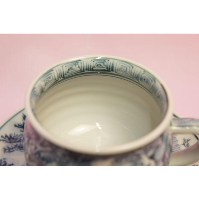 六齋窯　村田幸之介　染付山水　コーヒー碗皿_1