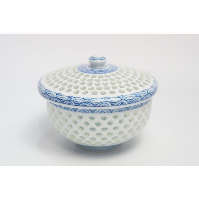 水晶彫青海波　蓋付き湯呑み | 