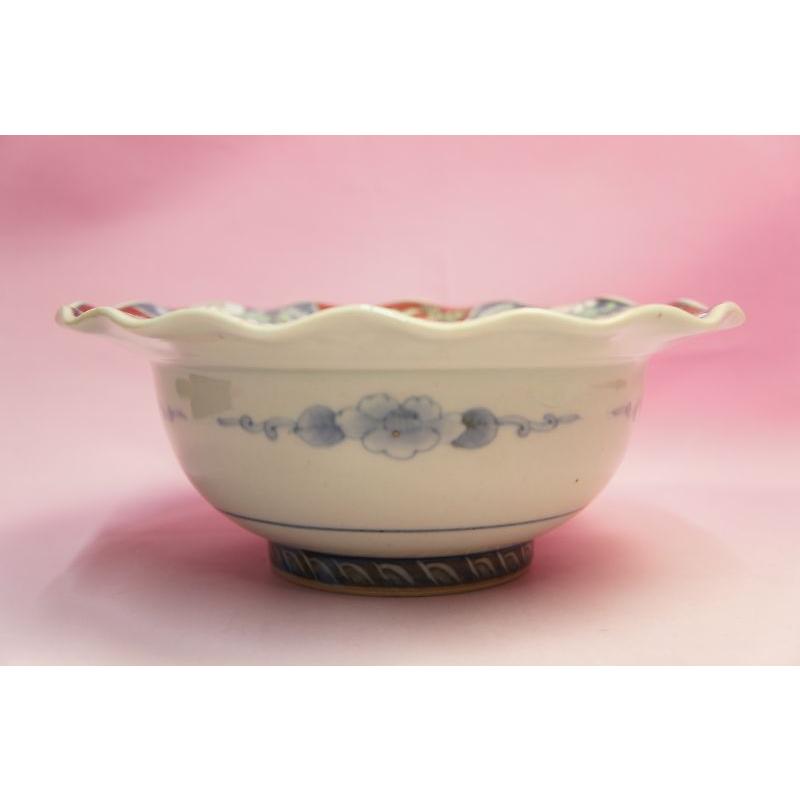 六代 佐藤走波 染錦菊牡丹椿草花文 輪花鉢 食器、グラス、カトラリー