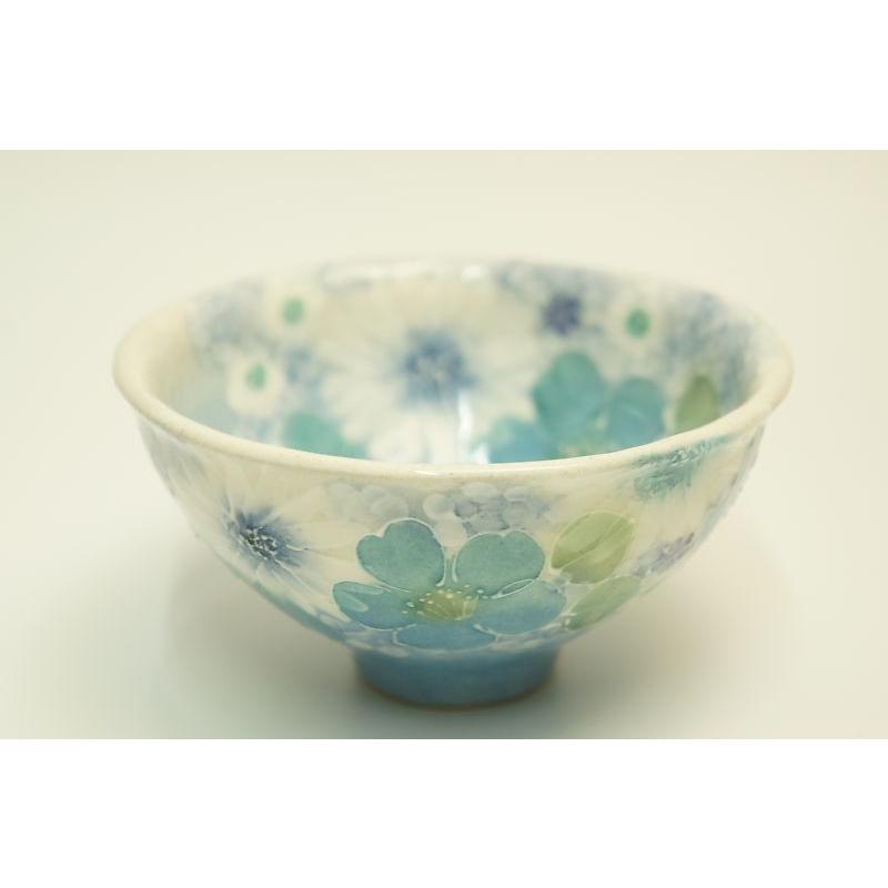 ゆずりは　青彩白花　飯碗 | 