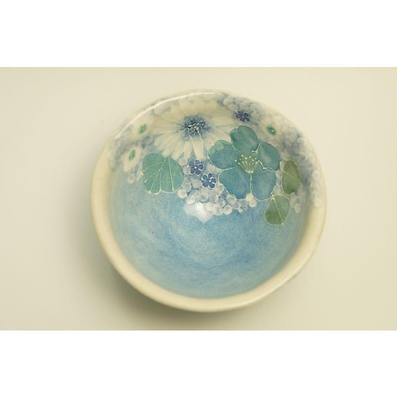 ゆずりは　青彩白花　飯碗 |  | 04