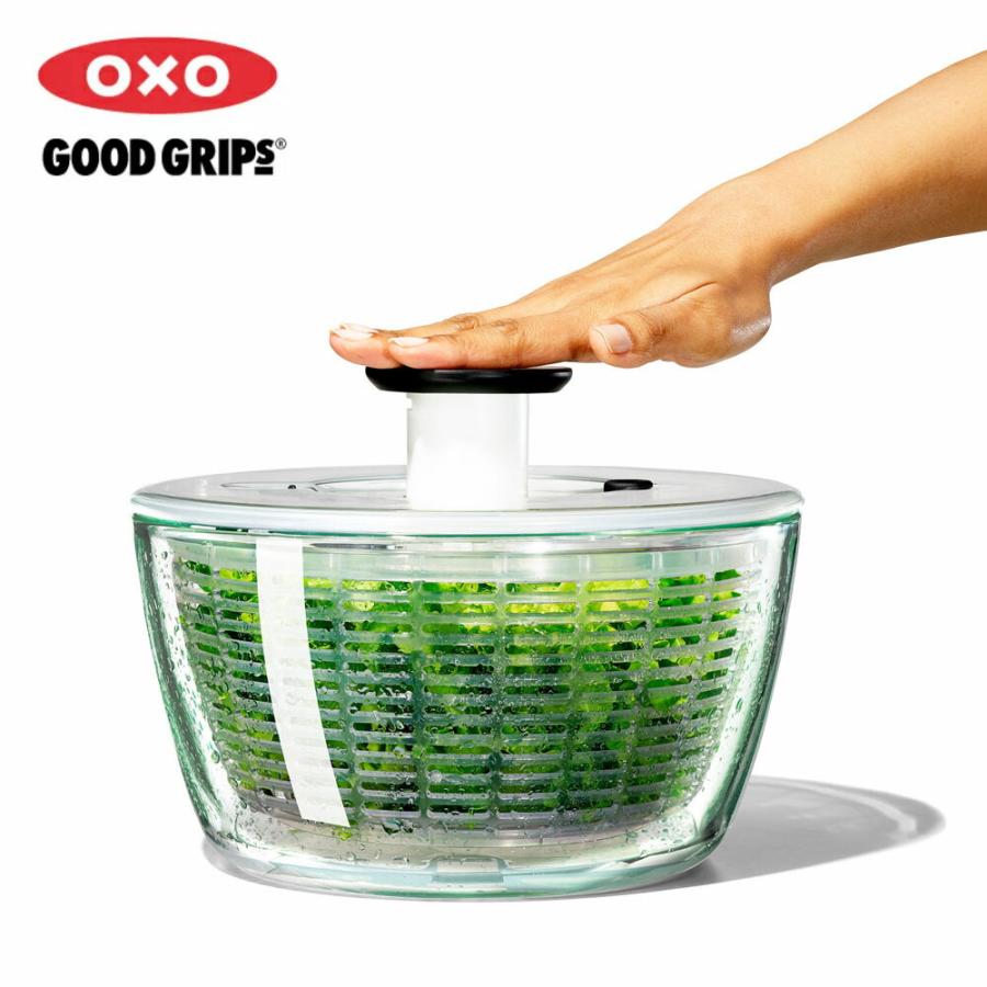 OXO（オクソー） ガラスサラダスピナー /野菜水切り ザル サラダボウル