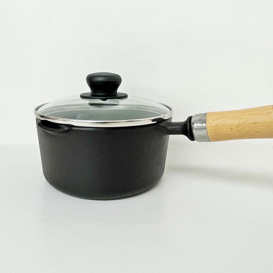 岩鋳 南部鉄器 片手鍋 16cm 両口 木柄付 ガラス蓋付きセット 岩鋳 南部鉄器 片手鍋 16cm 両口 木柄付 ガラス蓋付きセット