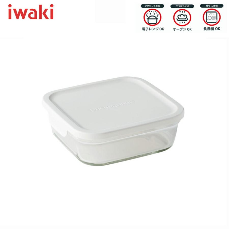 iwaki（イワキ） パック＆レンジ BOX小 ホワイト 耐熱ガラス食器 保存容器 電子レンジ対応 白 おしゃれ 清潔 衛生的 透明 シンプル ...