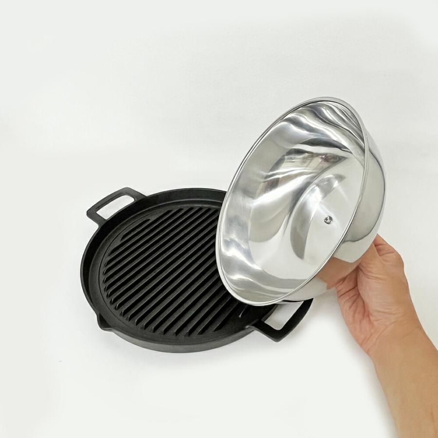 岩鋳 南部鉄器 グリルパン 25cm 蓋付きセット 日本製 IH対応 岩鋳 南部鉄器 グリルパン 25cm 蓋付きセット 日本製 IH対応