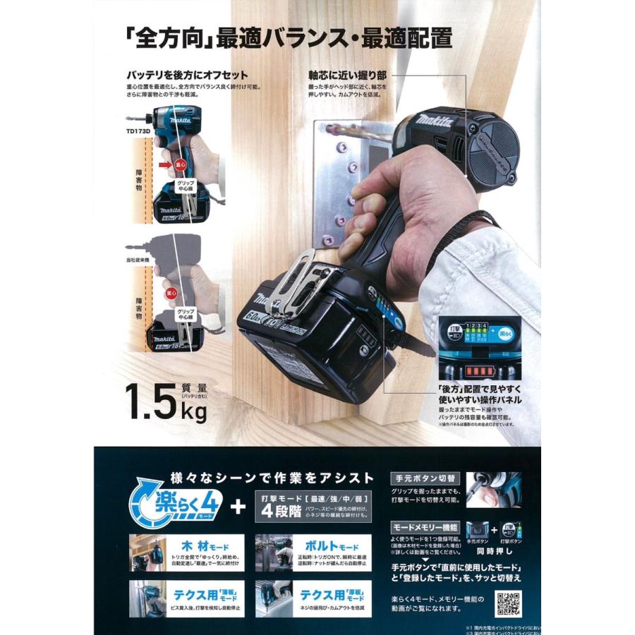 マキタ TD173DRGX 充電式インパクトドライバ 18V6.0ah 本体 マキタ TD173DRGX 充電式インパクトドライバ 18V6.0ah 本体