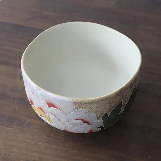 抹茶碗 牡丹 大貫博之 直径11×高さ7cm 箱書き付 陶器 和食器 笠間焼 おしゃれ 陶器 プレゼント  ギフト おすすめ 人気 抹茶 茶道 茶碗の画像