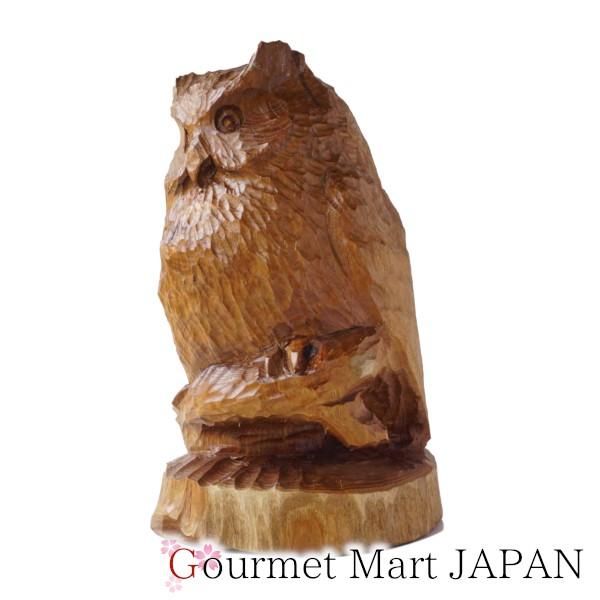 木彫シマフクロウ「コタンコロカムイ」槐(えんじゅ) ※現品のみ 置き物