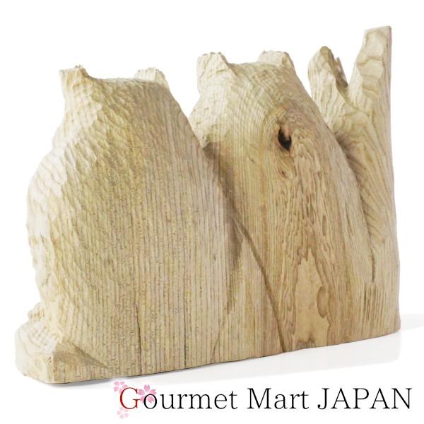 木彫シマフクロウ「コタンコロカムイ 夫婦」埋れ木 ※現品のみ 置き物