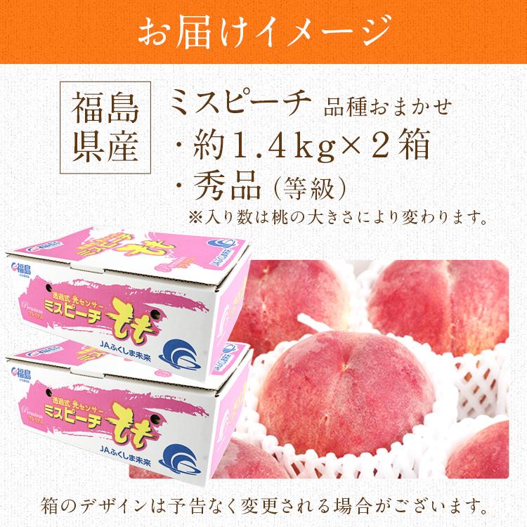 桃 福島県産 ミスピーチ 品種厳選 2箱 約2.8kg 10〜14玉 (1箱 約1.4kg