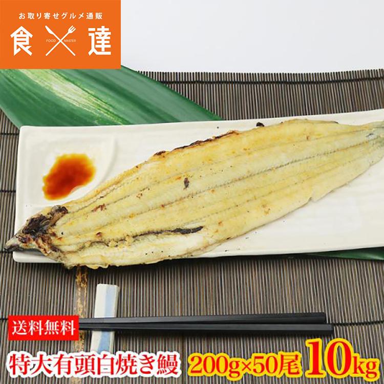 うなぎ 白焼き 有頭腹開き 特大 200g×50尾 10kg 業務用 中国産 送料  