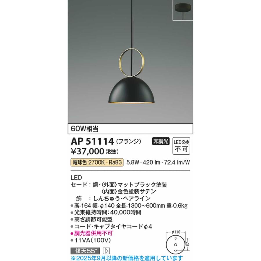 AP51114 コイズミ照明 ペンダントライト 白熱灯器具60W相当 電球色_1