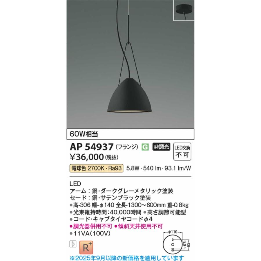 AP54937 コイズミ照明 ペンダントライト 白熱灯器具60W相当 電球色_1