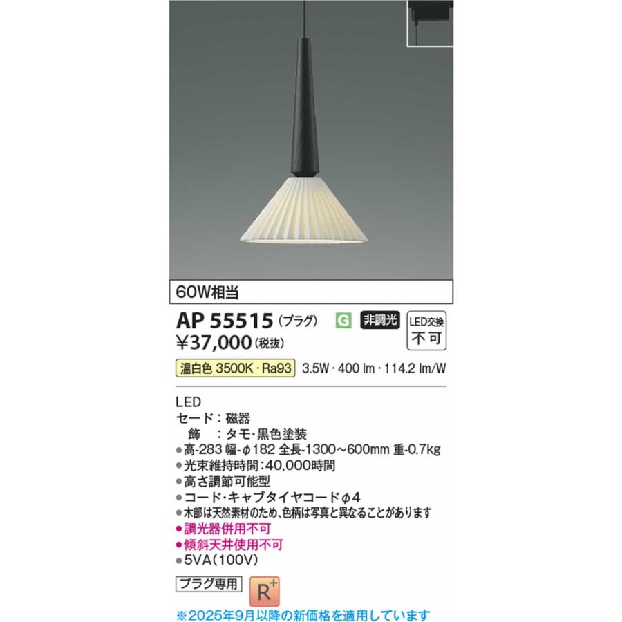AP55515 コイズミ照明 ペンダントライト 白熱灯器具60W相当 温白色 レール取付専用_1