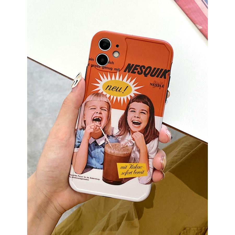 iPhone ケース 13 12 11 海外 かわいい レトロ写真 風 アート 女の子