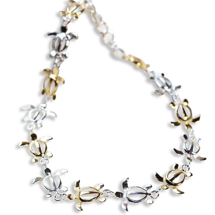 Luce&Me ハワイ　ハワイアンジュエリー　ブレスレット ハワイアンジュエリー ブレスレット ホヌ 海亀 2tone K14