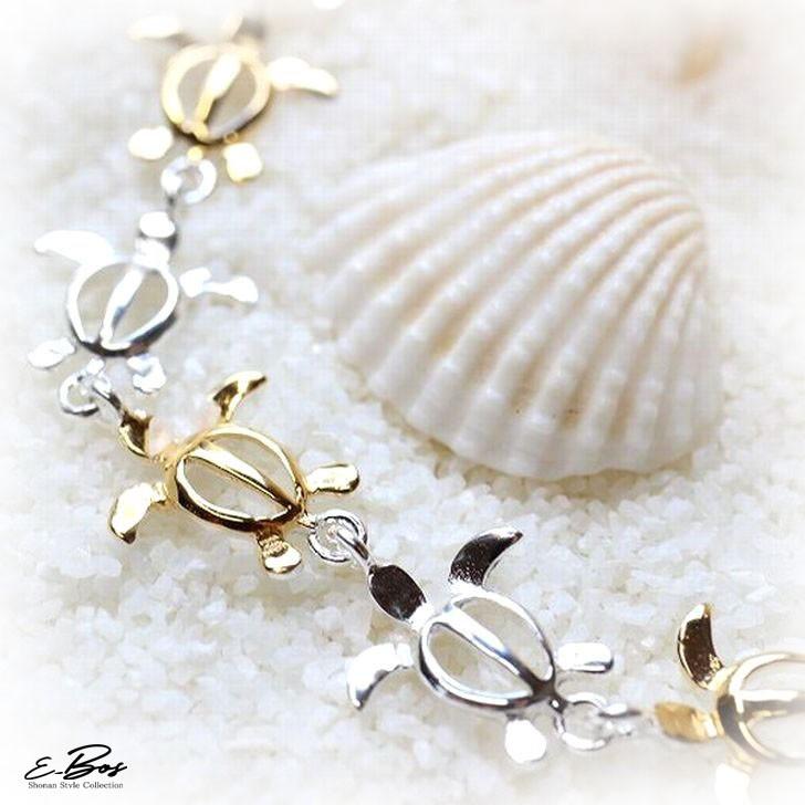 Luce&Me ハワイ　ハワイアンジュエリー　ブレスレット ハワイアンジュエリー ブレスレット ホヌ 海亀 2tone K14