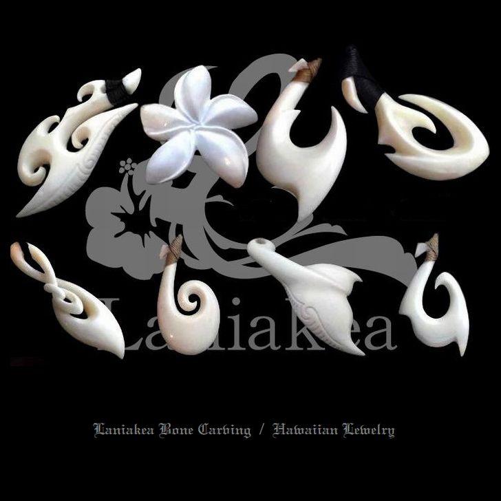 ハワイアンジュエリー ボーンカービング ネックレス フィッシュフック