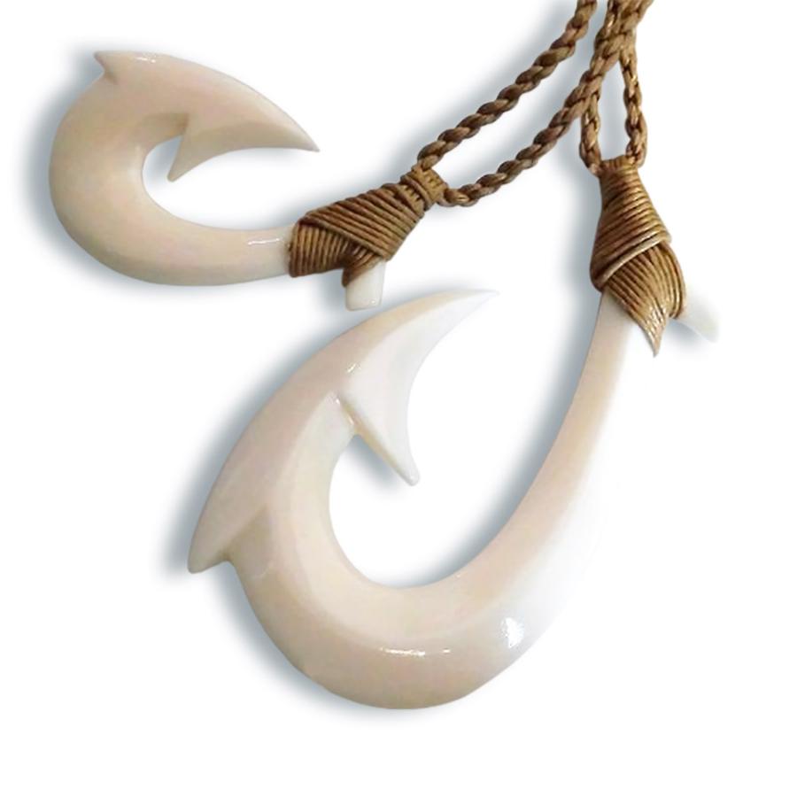 ボーンカービング ハワイアンジュエリー フィッシュフック ペア