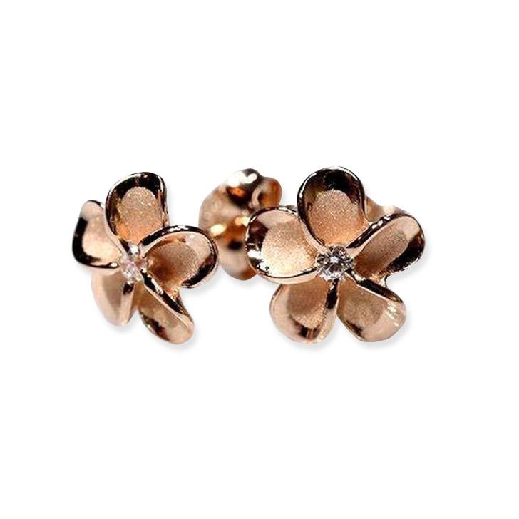 14K　ハワイアンジュエリー　ピアス　プルメリア　ピンクゴールド　スタッドタイプ ハワイアンジュエリー ピアス プルメリア スタッド ピアス キャッチ