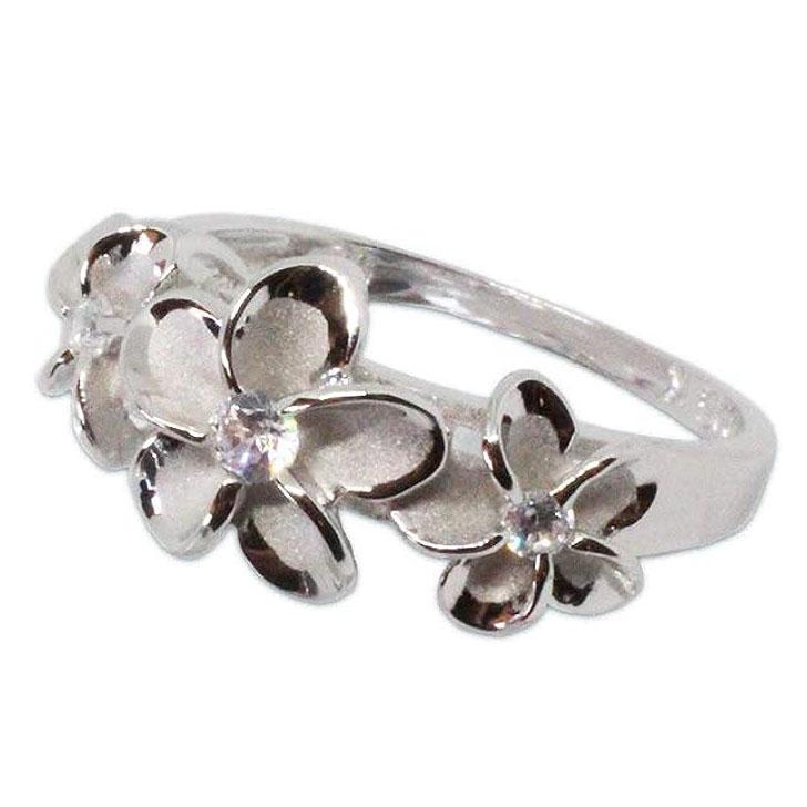 ハワイアンジュエリー リング 3連 プルメリア 指輪 キュービックジルコニア レディースリング プレゼント Silver925 Hr014 Hr014 Shonan Style Collection E Bos 通販 Yahoo ショッピング