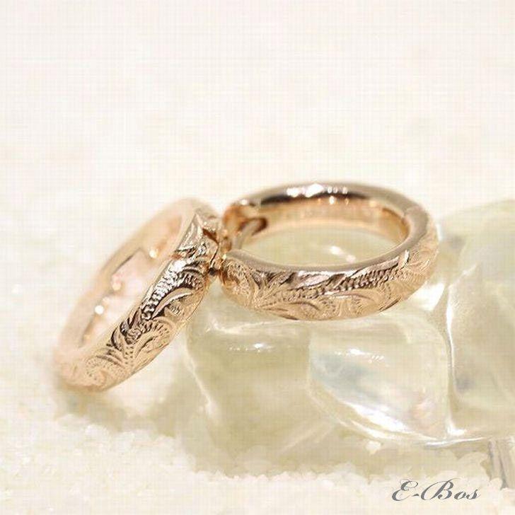 フープピアス ハワイアンジュエリー ピアス 「選べる3カラーコーティング仕上げ」 K18 ピンク K24 純金 イエロー ステンレス316L (無垢素材) ksfp002の画像