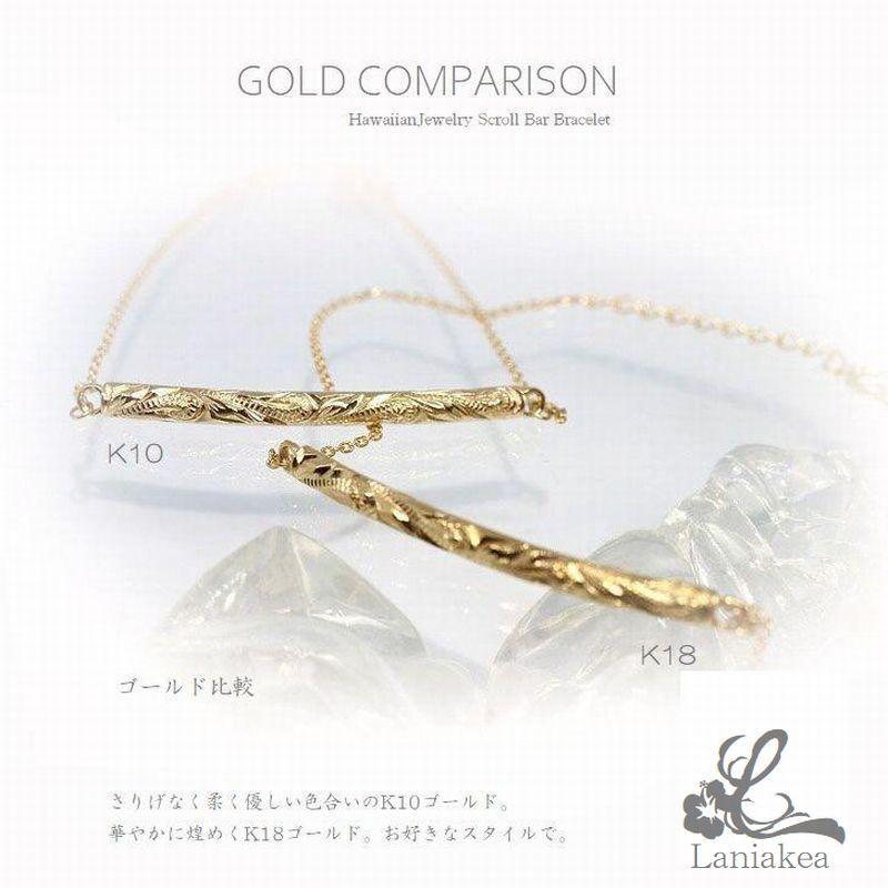 ハワイアンジュエリー ブレスレット Laniakea バー ブレスレット ゴールド プレート バングル K10 K18 メンズ レディース ペア も最良 lfp009の画像