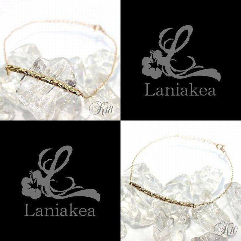 ハワイアンジュエリー ブレスレット Laniakea バー ブレスレット ゴールド プレート バングル K10 K18 メンズ レディース ペア も最良 lfp009の画像