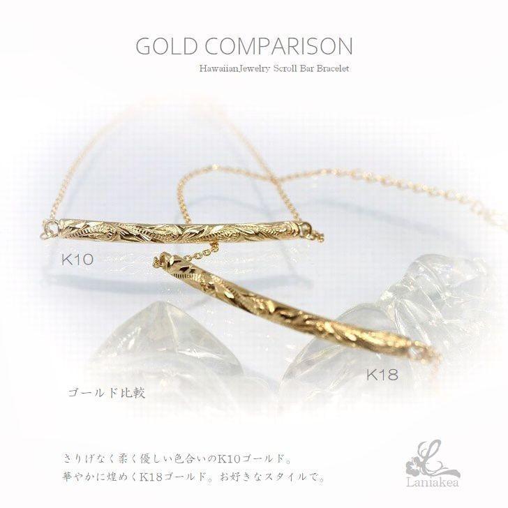 ハワイアンジュエリー ペア ブレスレット Laniakea バー ブレスレット ゴールド プレート バングル K10 K18 メンズ レディース  lfp093の画像