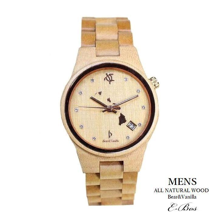 ハワイアンジュエリー ウオッチ ウッド 腕時計 クオーツ ホヌ デザイン