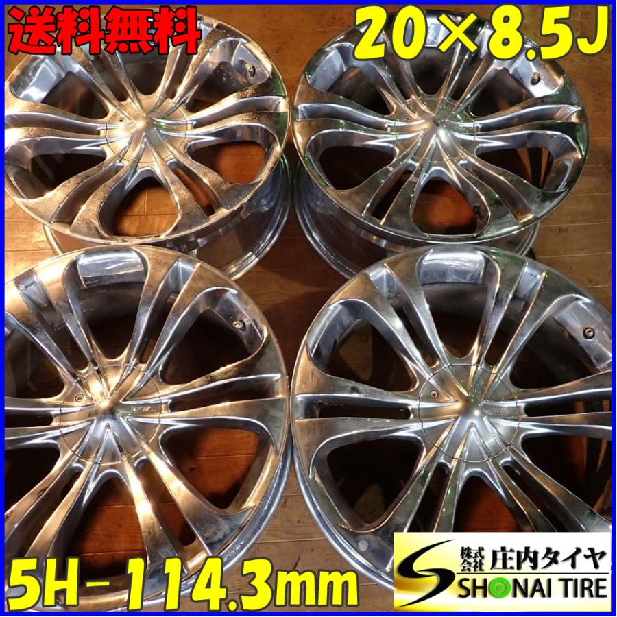 4本 会社宛 送料無料 20×8.5J MKW M12 メッキ アルミ 5穴 PCD 114.3mm 