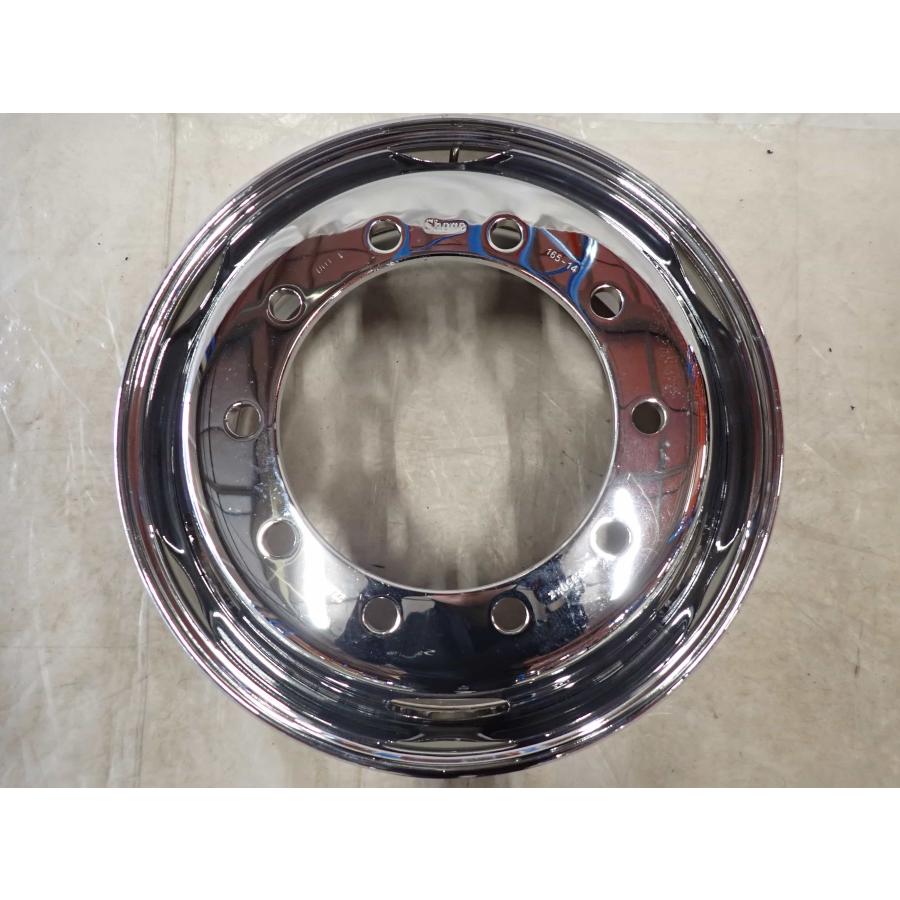現品限り 1本 会社宛送料無料 22.5×8.25 クロームメッキ トラック鉄ホイール 10穴 PCD 335mm +165 ハブ径281mm 10tトラック 高床 NO,F7156_1
