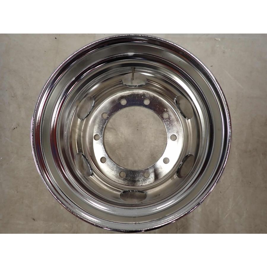 現品限り 1本 会社宛送料無料 22.5×8.25 クロームメッキ トラック鉄ホイール 10穴 PCD 335mm +165 ハブ径281mm 10tトラック 高床 NO,F7156_3