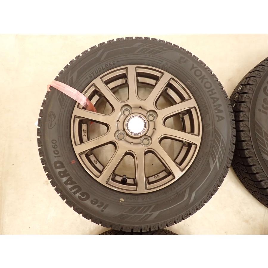 冬4本SET 会社宛 送料無料 145/80R13×4J 75Q ヨコハマ アイスガード IG60 2021年製 アルミ ムーヴ ミラ タント ラパン プレオ NO,I1972の画像