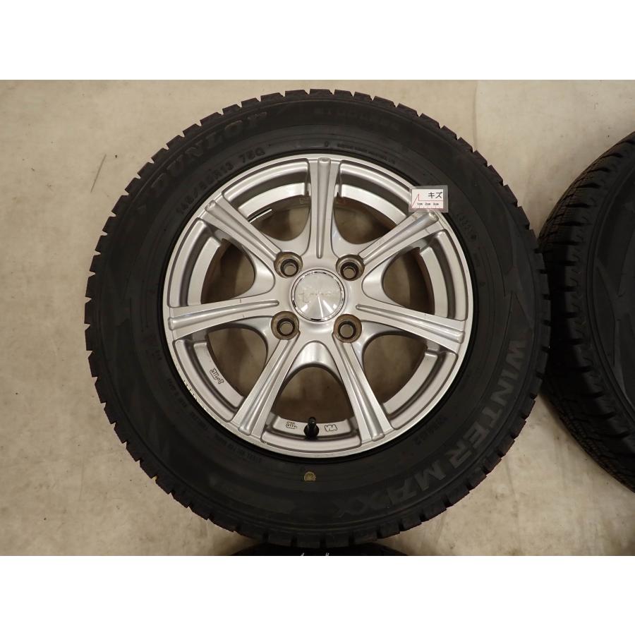 冬4本SET 会社宛 送料無料 145/80R13×4J 75Q ダンロップ WINTER MAXX WM02 2021年製 アルミ デイズ ワゴンR ウェイク N-BOX 特価 NO,I1980の画像