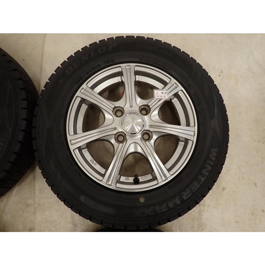 冬4本SET 会社宛 送料無料 145/80R13×4J 75Q ダンロップ WINTER MAXX WM02 2021年製 アルミ デイズ ワゴンR ウェイク N-BOX 特価 NO,I1980の画像