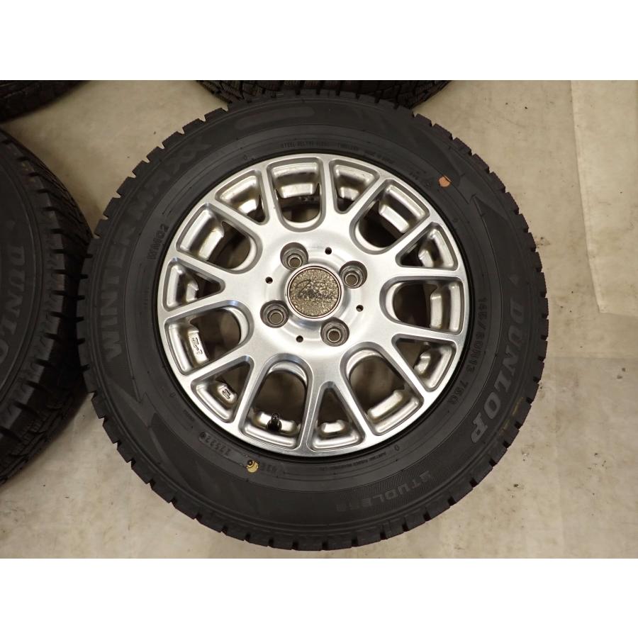 冬4本SET 会社宛 送料無料 145/80R13×4J 75Q ダンロップ WINTER MAXX WM02 2021年製 アルミ デイズ ワゴンR ウェイク N-BOX 特価 NO,I1981の画像