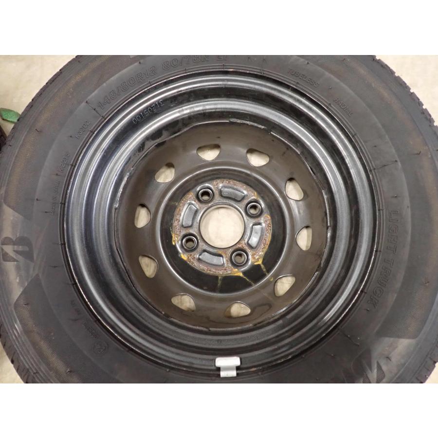 ブリヂストンサマータイヤ145／80R12 80／78N LT鉄ホイールセット 夏4本SET 会社宛 送料無料 145/80R12×3.5J 80/78 LT ブリヂストン K370