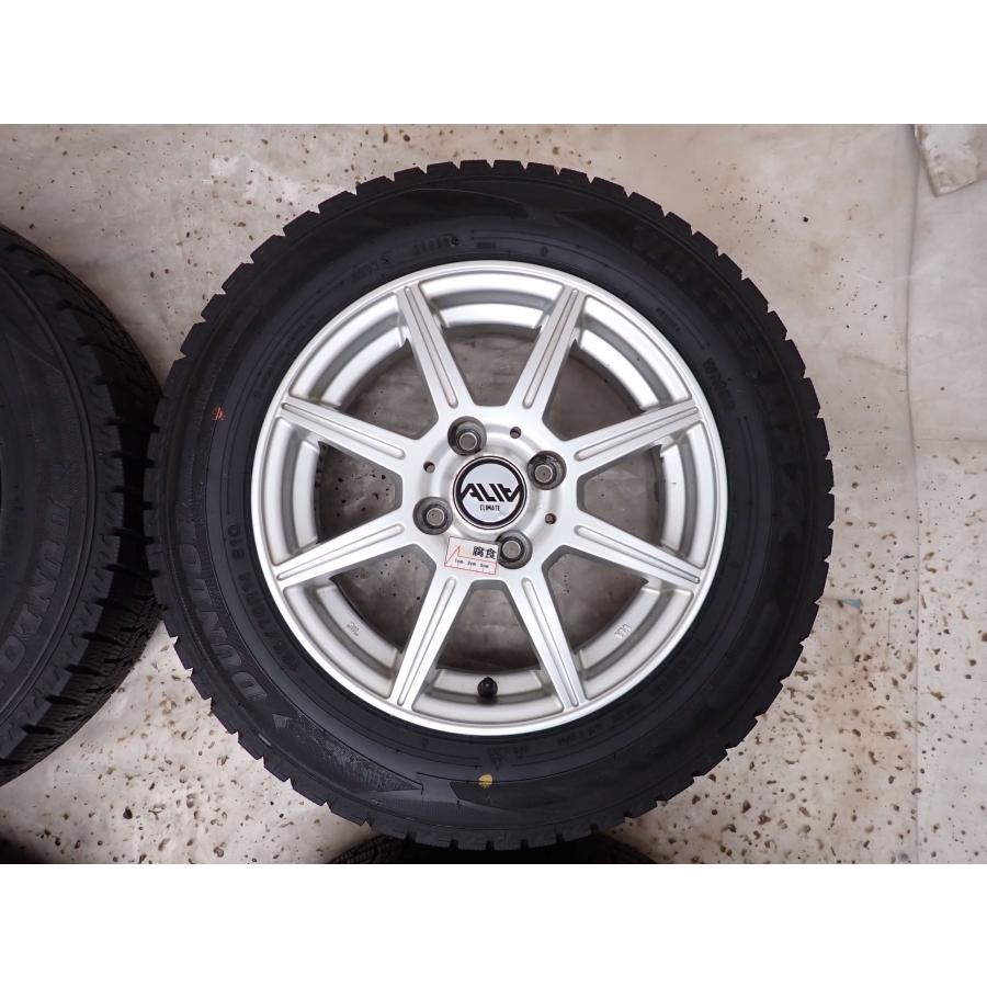 165/70R14 残溝9部山 ダンロップ ウィンターマックス アルミ付 4本 AZENIS 冬4本SET 会社宛 送料無料 165/70R14×5.5J 81Q ダンロップ